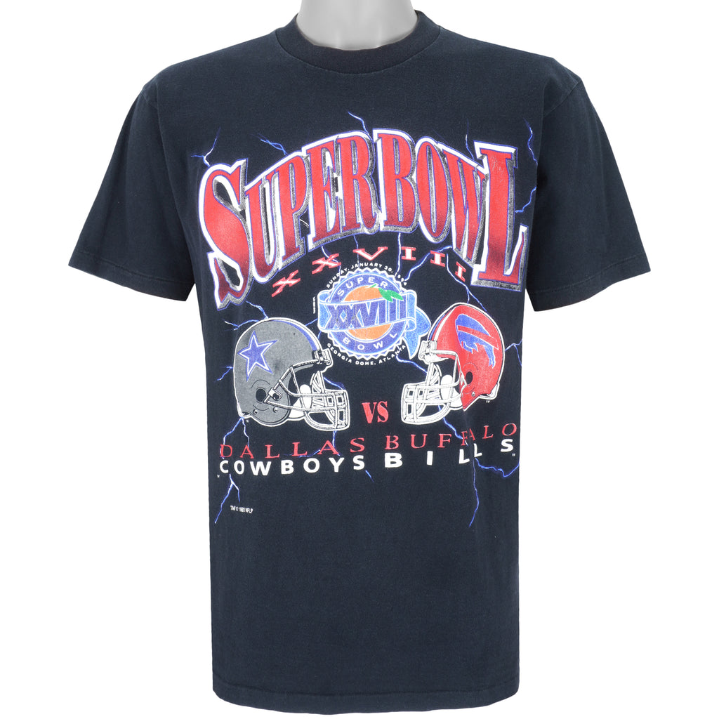NFL (Belton) - Black Buffalo Bills Super Bowl XXVII T-Shirt 1994 Large Vintage Retro Football