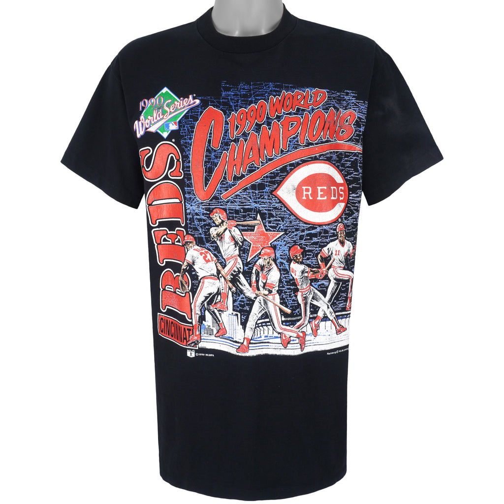 MLB (Nutmeg) - Cincinnati Reds, Word Champions T-Shirt 1990 X-Large Vintage Retro Baseball