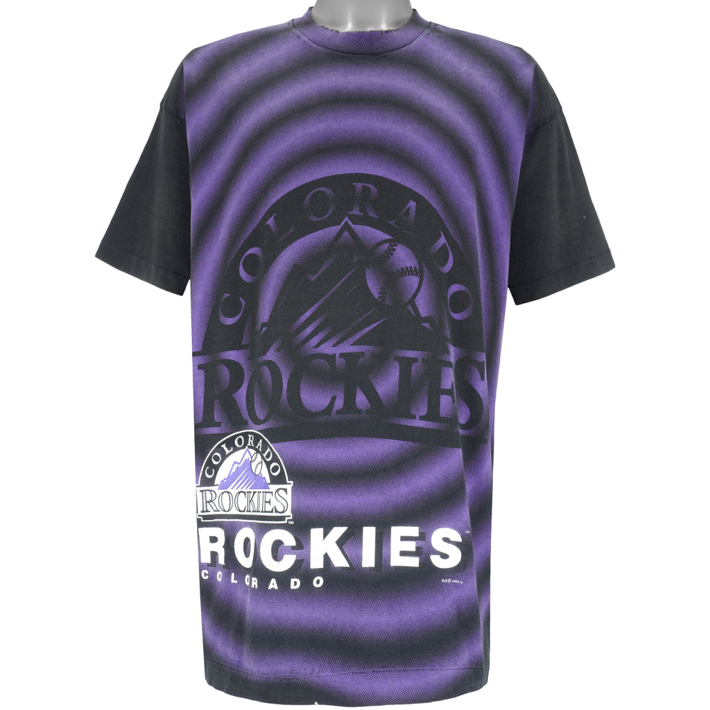 MLB (Salem) - Purple Colorado Rockies OVP T-Shirt 1994 Large Vintage Retro Baseball