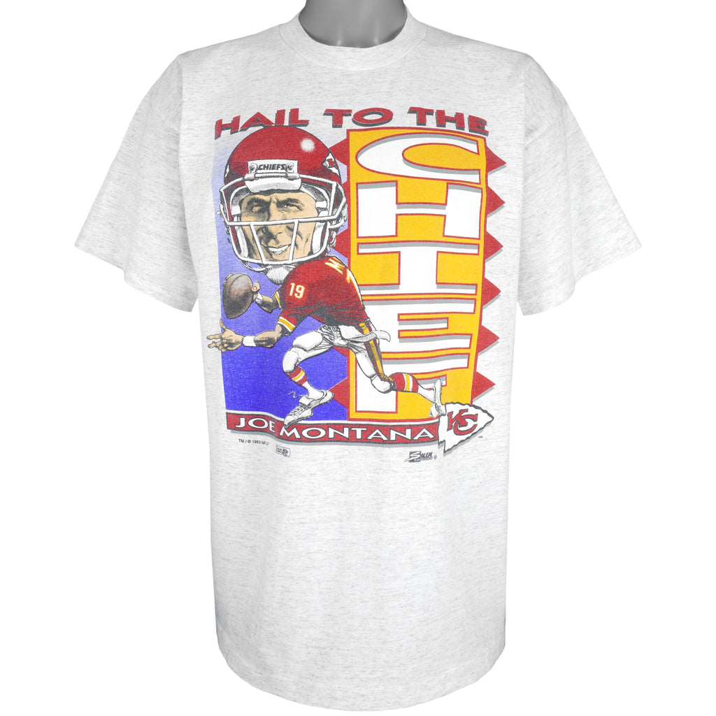 NFL (Salem) - Kansas City Chiefs Joe Montana No. 19 T-Shirt 1993 Large Vintage Retro Football