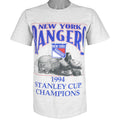 NHL (Nutmeg) - New York Rangers, Stanley Cup Champions T-Shirt 1994 Medium Vintage Retro Hockey