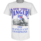 NHL (Nutmeg) - New York Rangers, Stanley Cup Champions T-Shirt 1994 Medium Vintage Retro Hockey