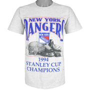 NHL (Nutmeg) - New York Rangers, Stanley Cup Champions T-Shirt 1994 Medium Vintage Retro Hockey