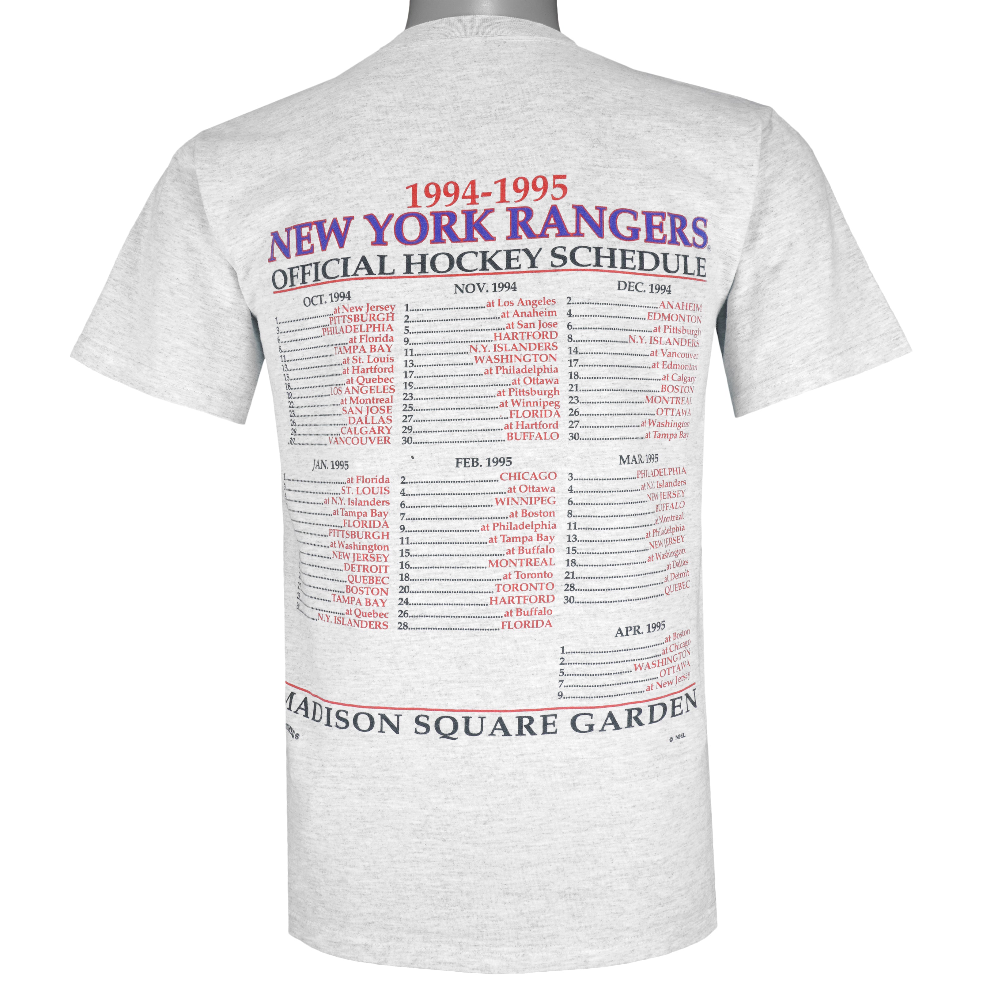 Vintage 1994 Stanley Cup Champion New York Rangers T-shirt Made in