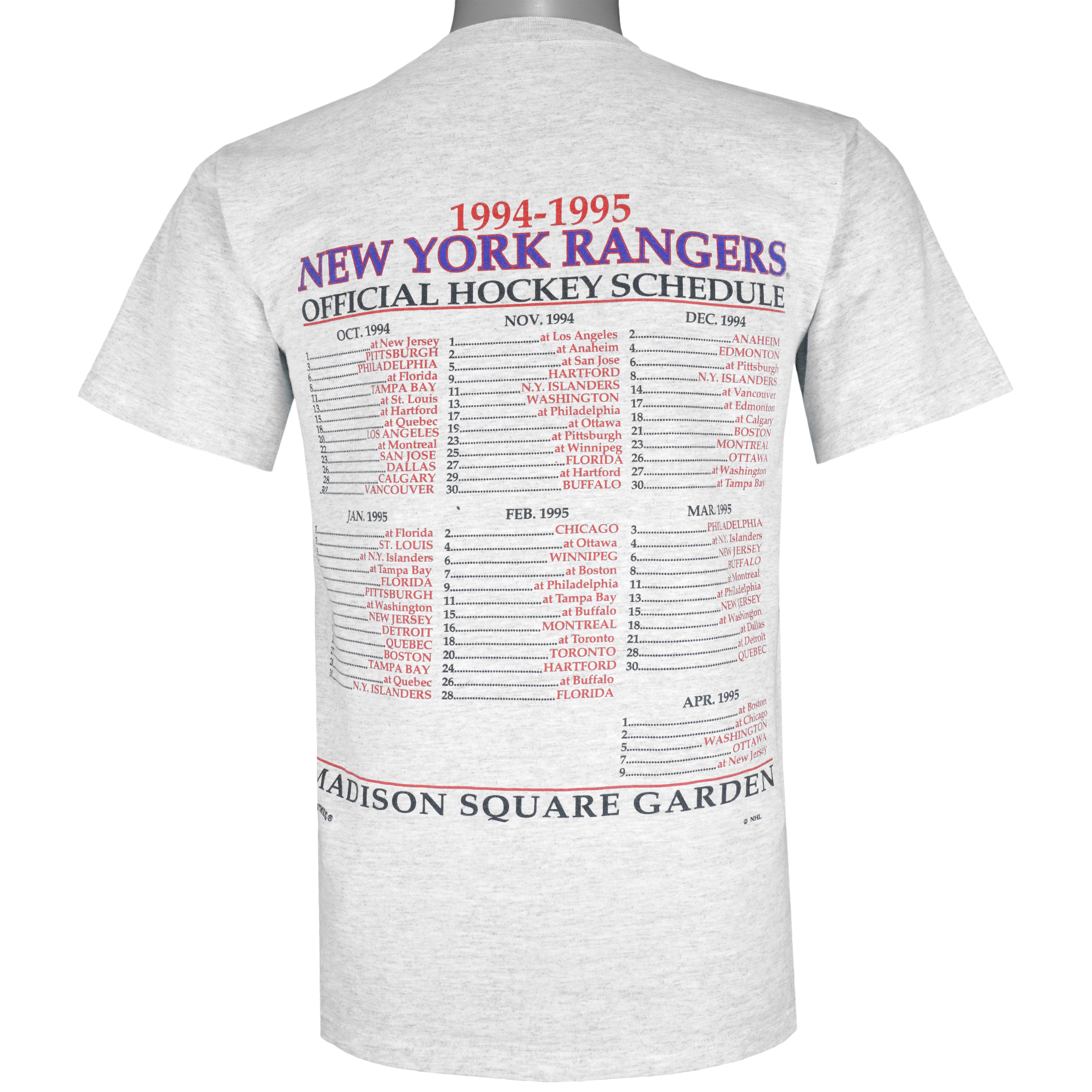 NHL (Nutmeg) - New York Rangers, Stanley Cup Champions T-Shirt 1994 Medium Vintage Retro Hockey