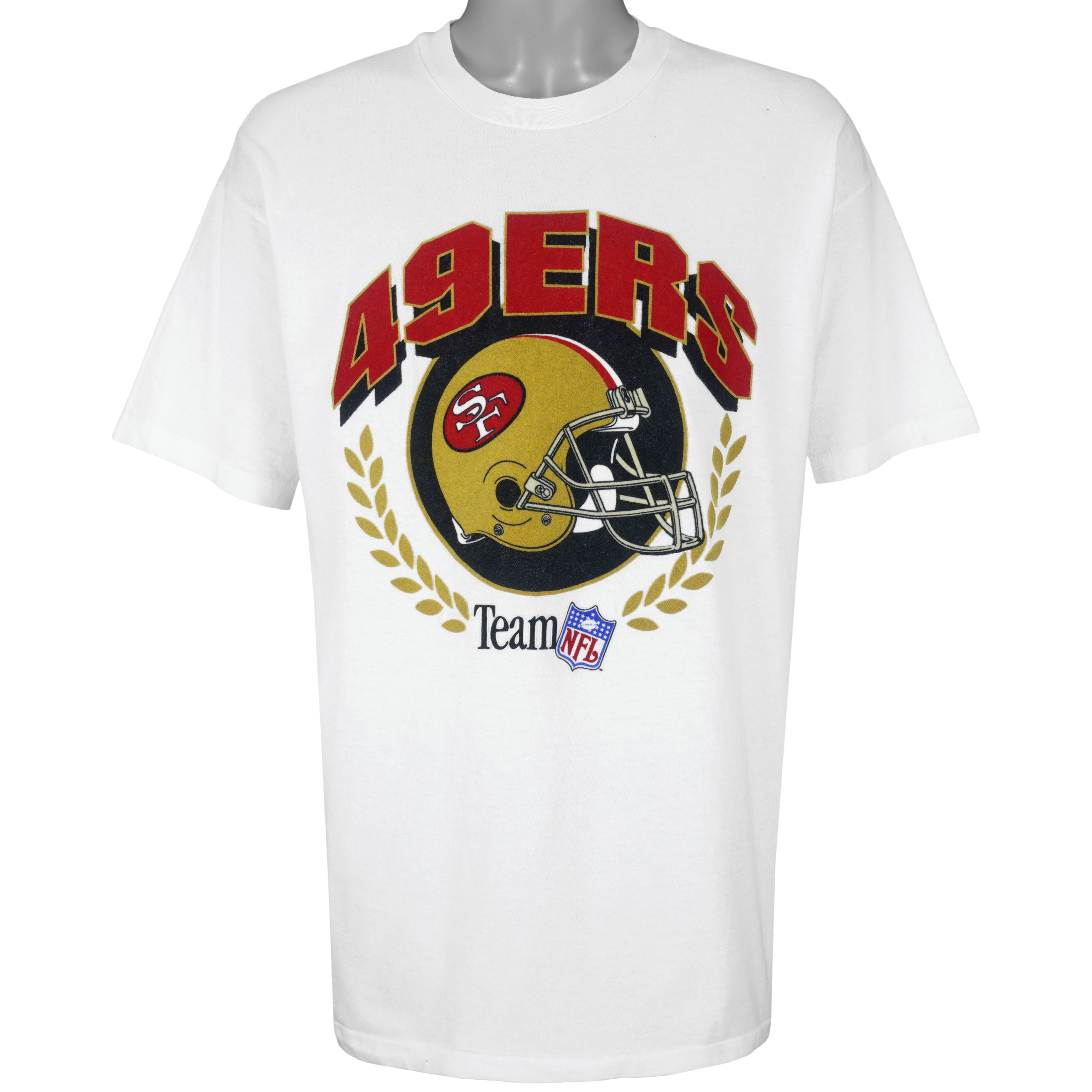 NFL (Hanes) - San Francisco 49ers Spell-Out T-Shirt 1990s X-Large Vintage Retro Football