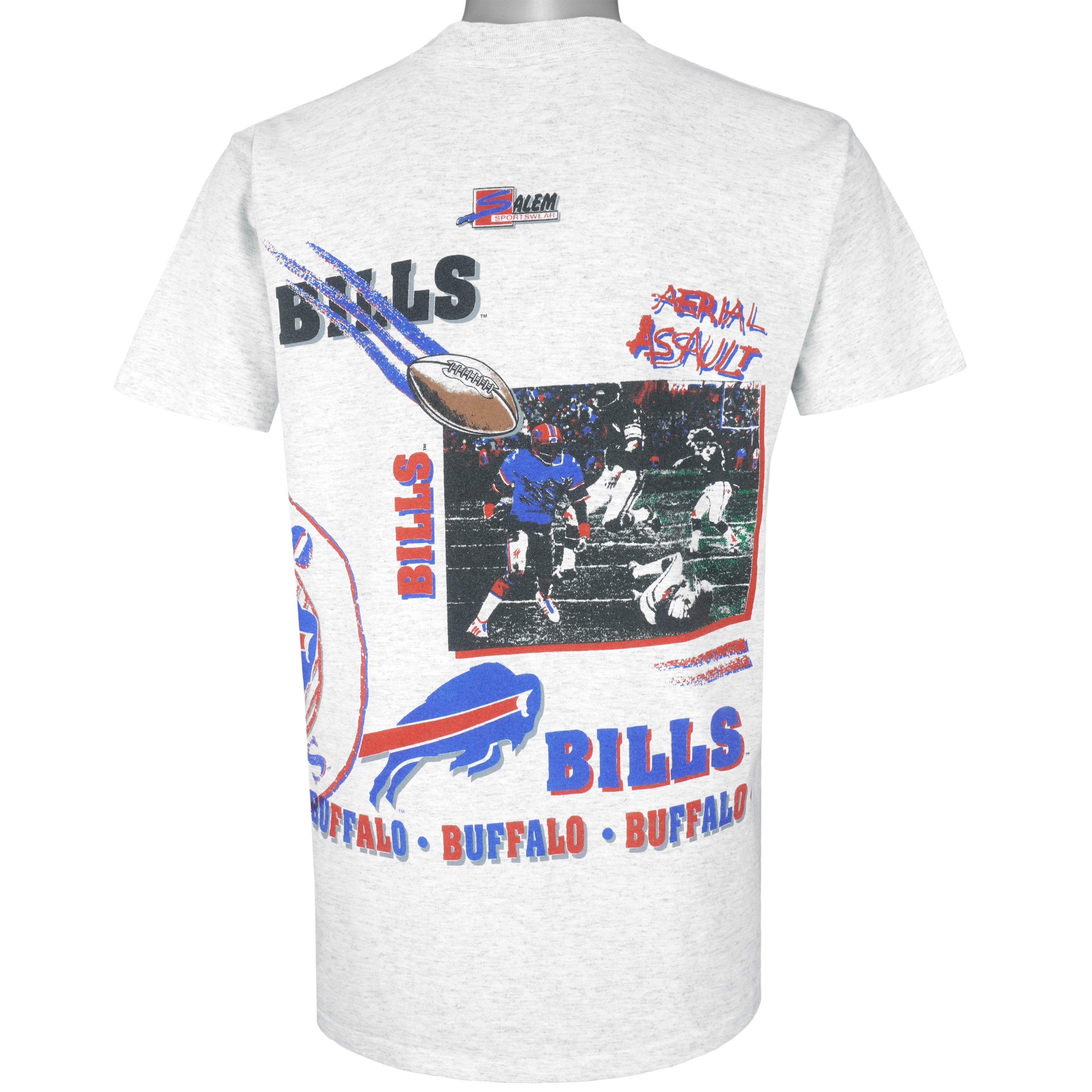 NFL (Delta) - Buffalo Bills, Aerial Assault T-Shirt 1991 Large Vintage Retro Football
