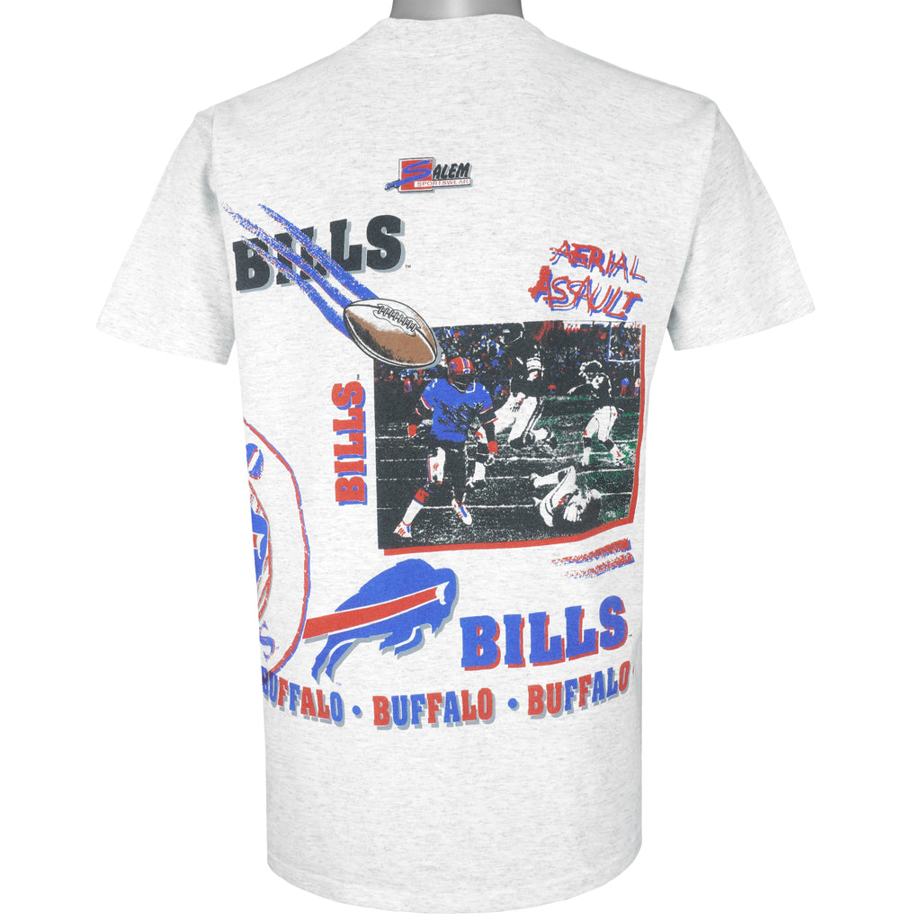 NFL (Delta) - Buffalo Bills, Aerial Assault T-Shirt 1991 Large Vintage Retro Football
