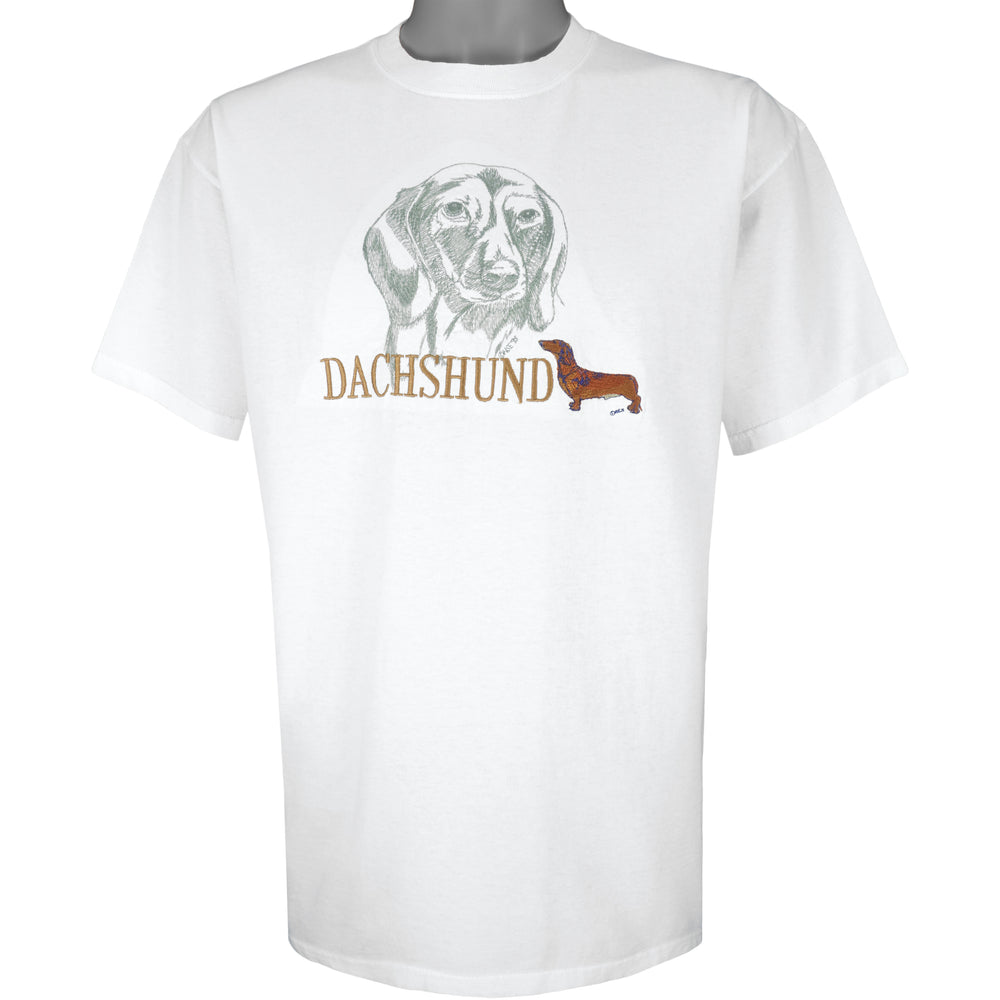 Vintage (GR8 Dogs) - Dachshund Embroidered T-Shirt 1998 Large Vintage Retro