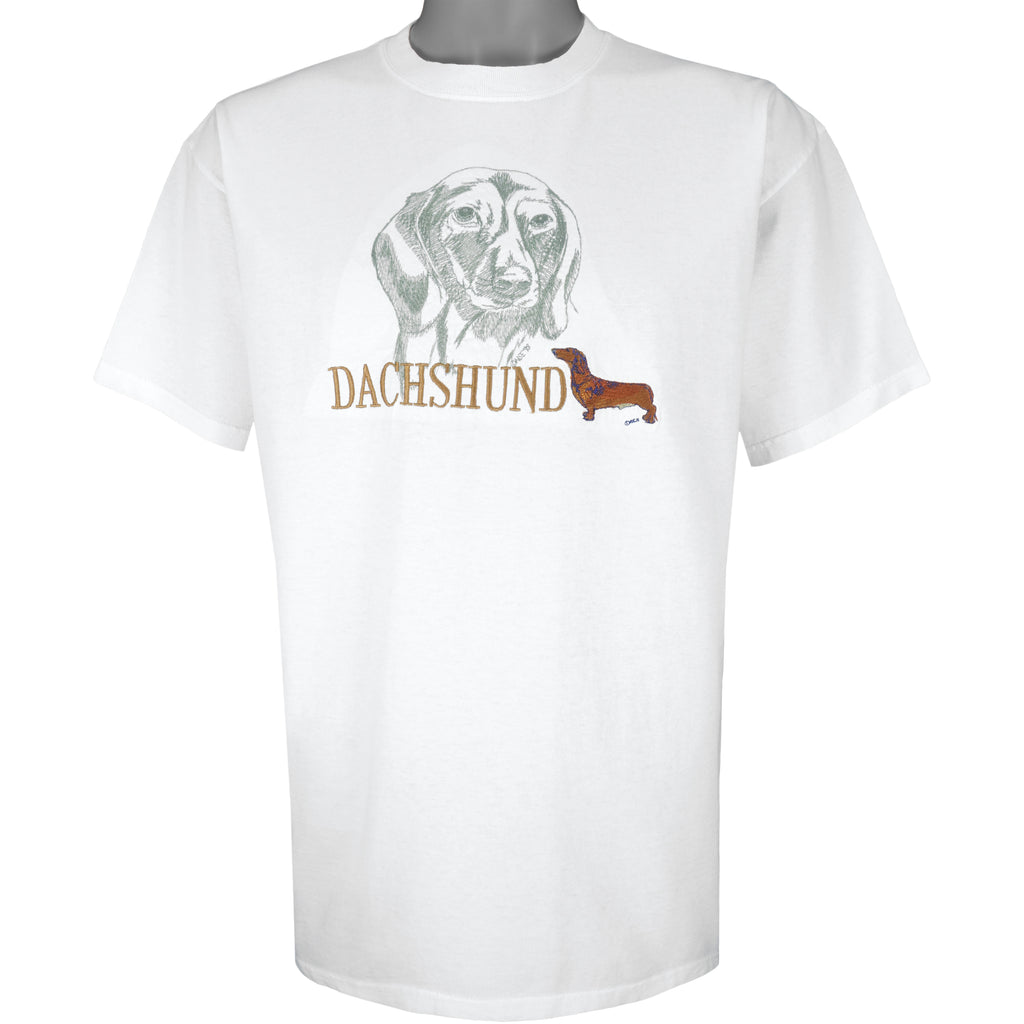 Vintage (GR8 Dogs) - Dachshund Embroidered T-Shirt 1998 Large Vintage Retro