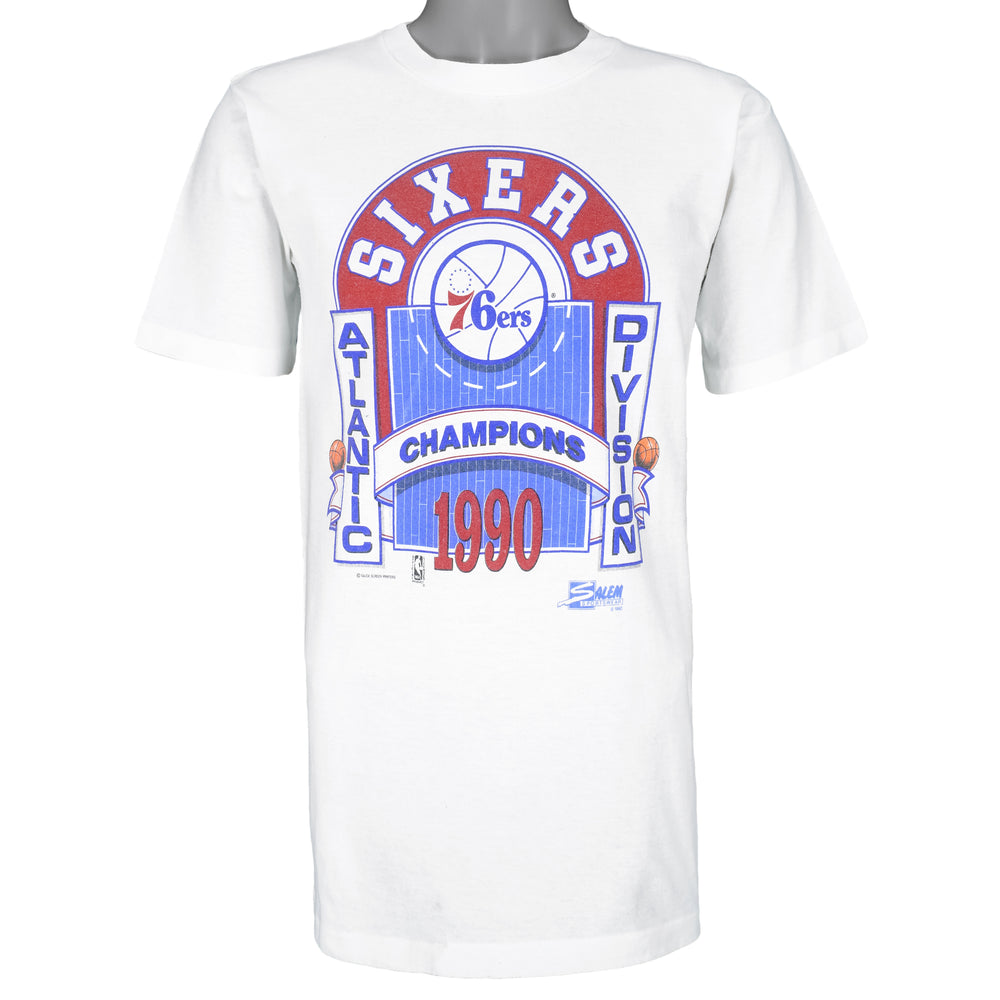 NBA (Salem) - White Philadelphia 76ers T-Shirt 1990 Medium Vintage Retro Basketball