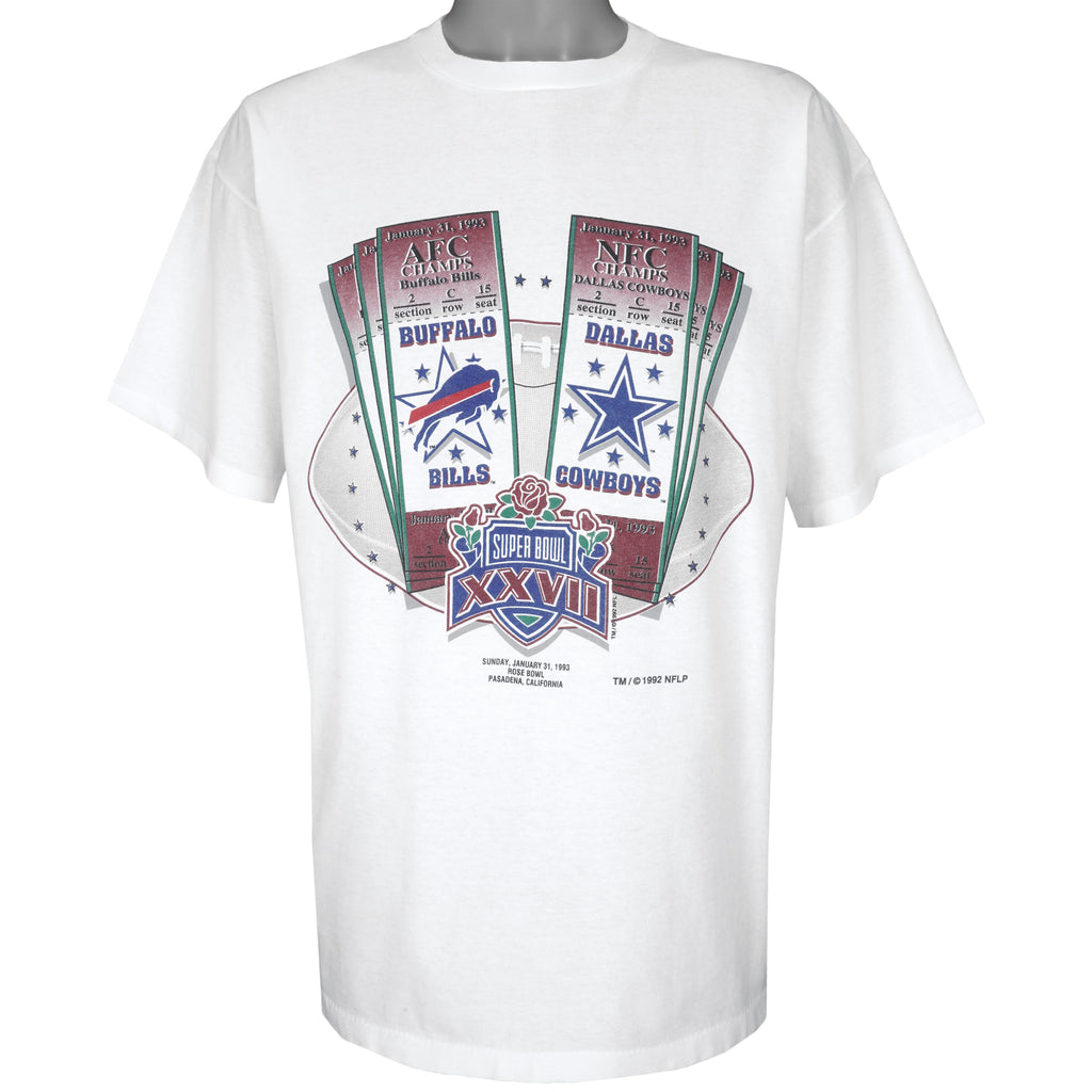 NFL (Salem) - Cowboys X Bills, Super Bowl XXVII Champions T-Shirt 1992 X-Large Vintage Retro Football