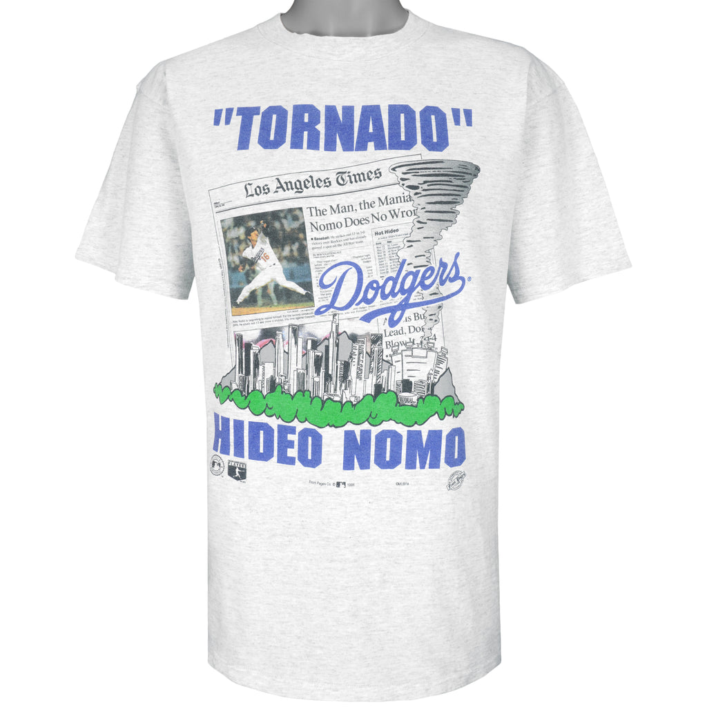 MLB (Front Pages) - Los Angeles Dodgers, Hideo Nomo T-Shirt 1995 Large Vintage Retro