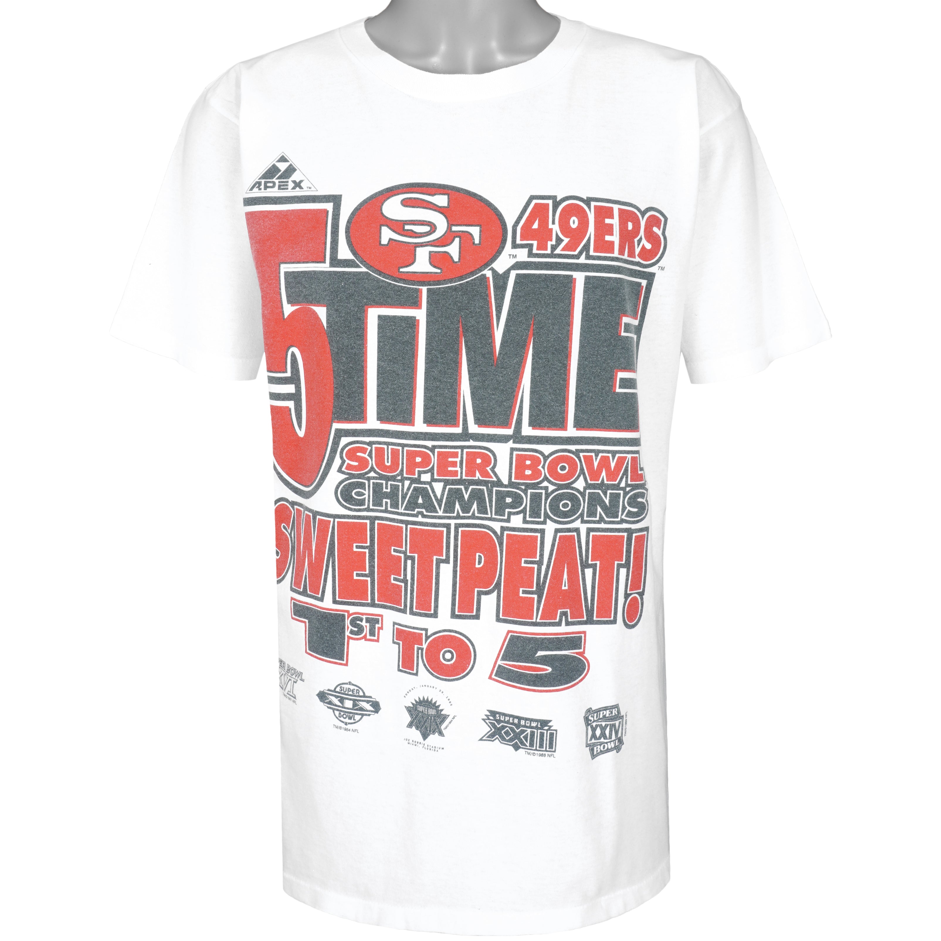 NFL - 49ers 5 Time Super Bowl Champions T-Shirt 1988 Large Vintage Retro Football
