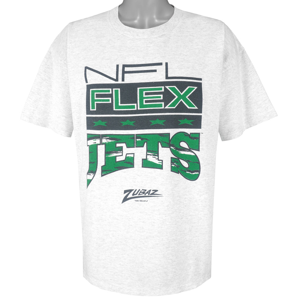 NFL (Zubaz) - New York Jets Spell-Out T-shirt 1993 X-Large Vintage Retro Football