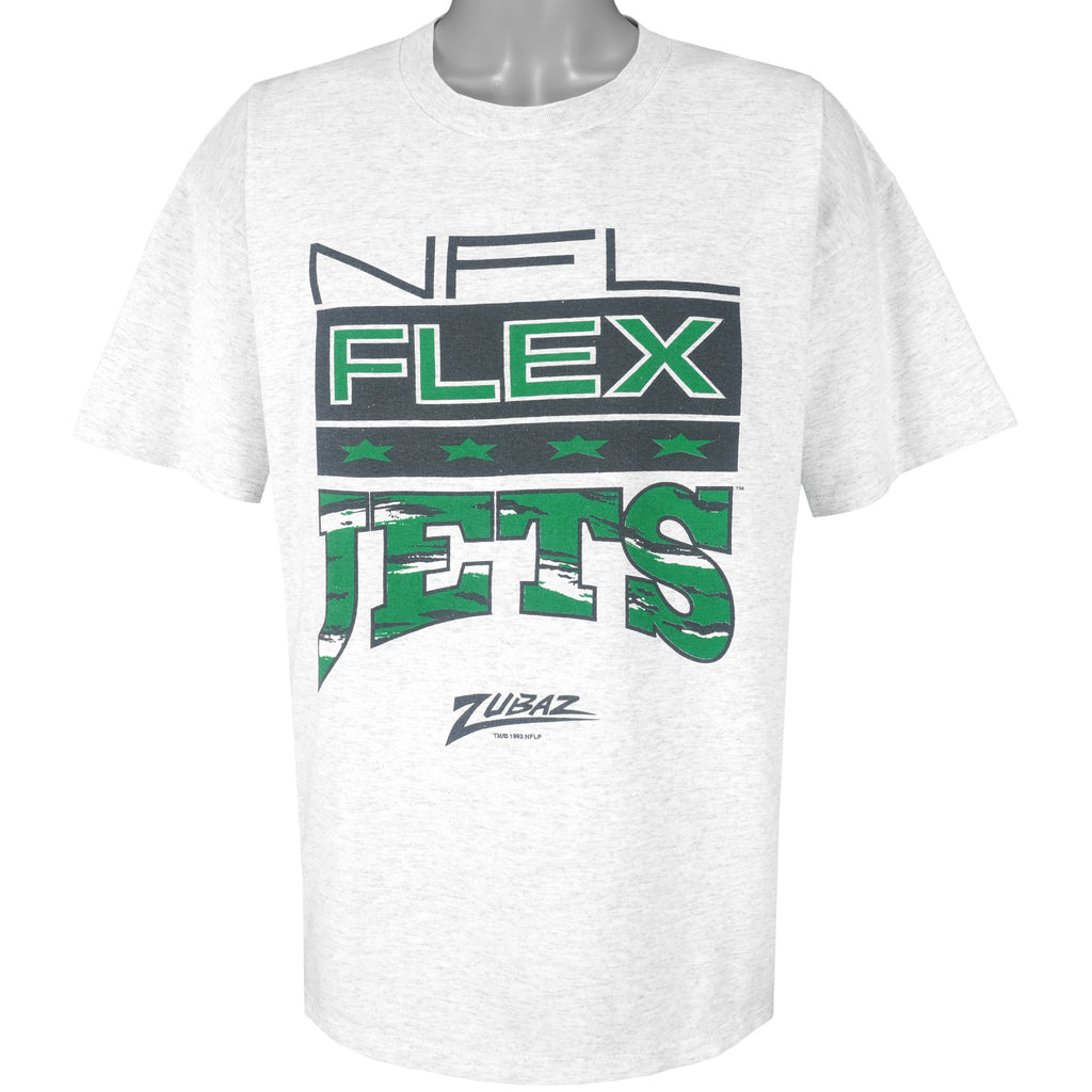 NFL (Zubaz) - New York Jets Spell-Out T-shirt 1993 X-Large Vintage Retro Football
