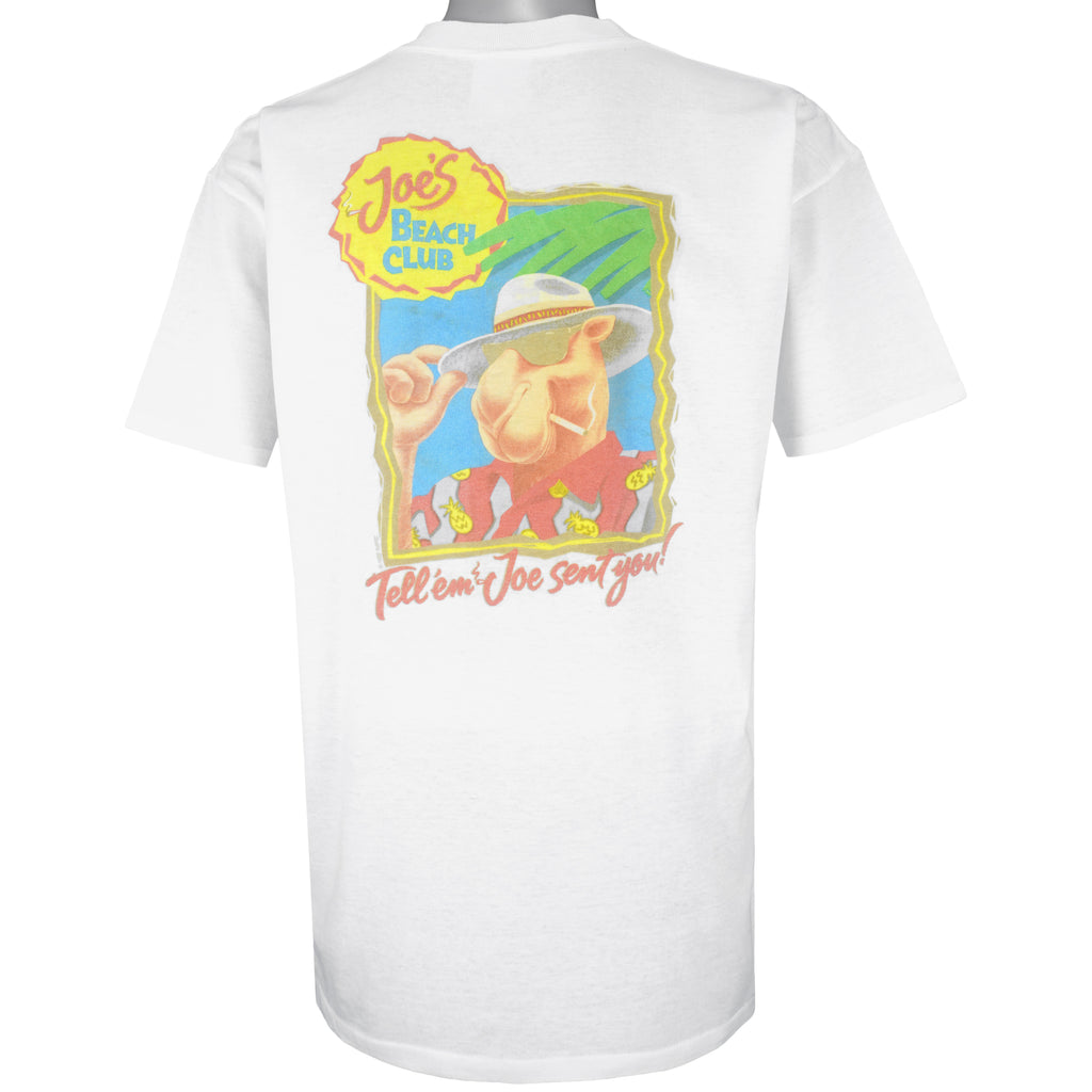 Vintage - White Joes Beach Club T-Shirt 1990s X-Large Vintage Retro