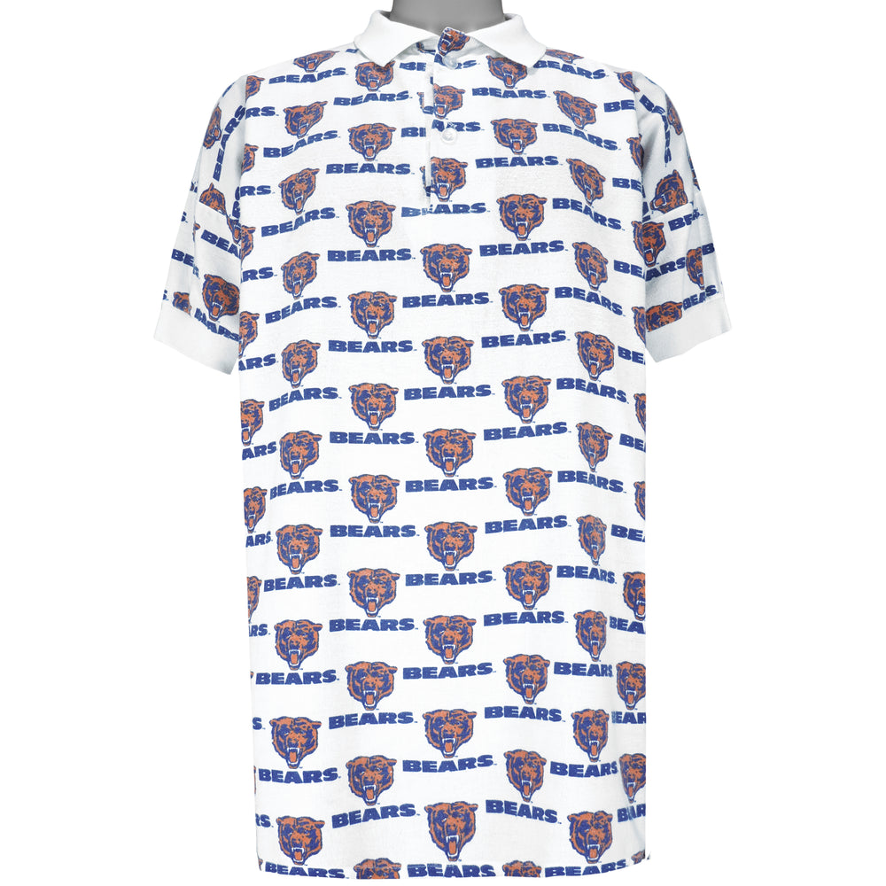 NFL - Chicago Bears 1/4 Button Monogram Polo T-Shirt 1990s X-Large Vintage Retro Football
