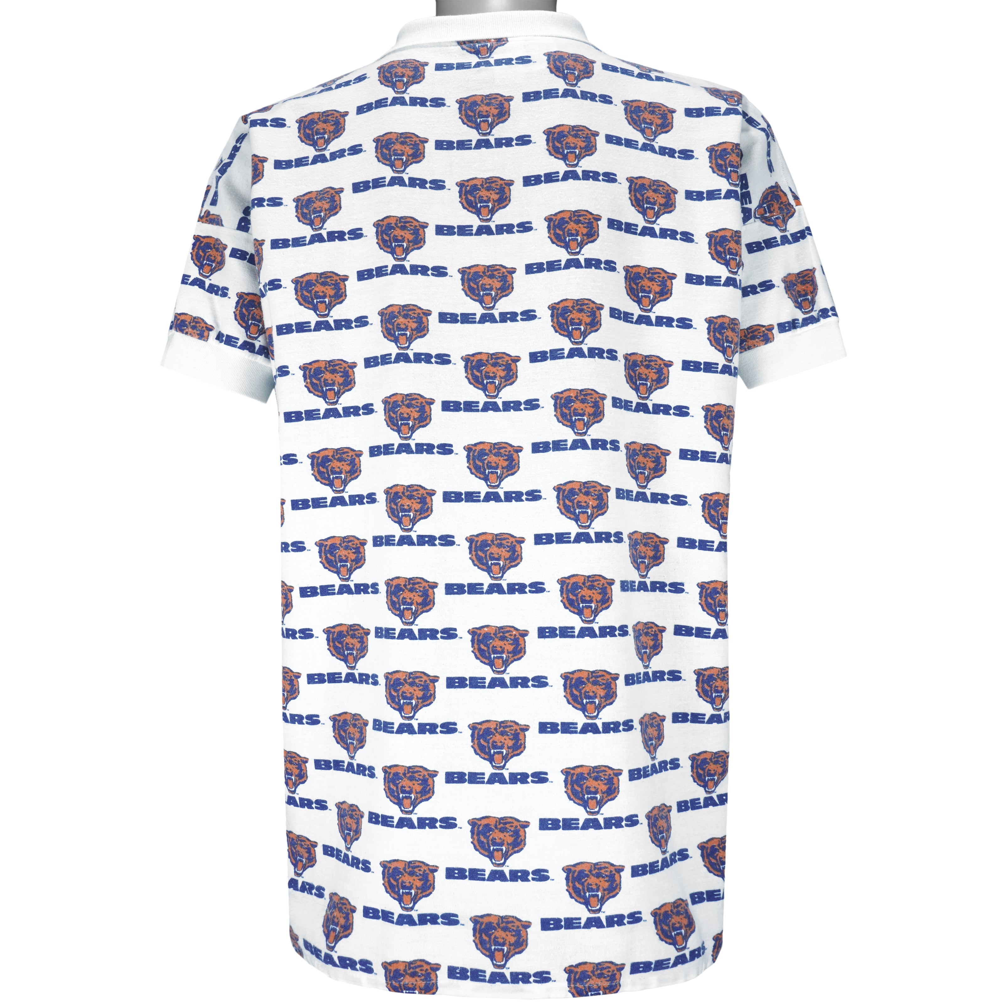 NFL - Chicago Bears 1/4 Button Monogram Polo T-Shirt 1990s X-Large Vintage Retro Football