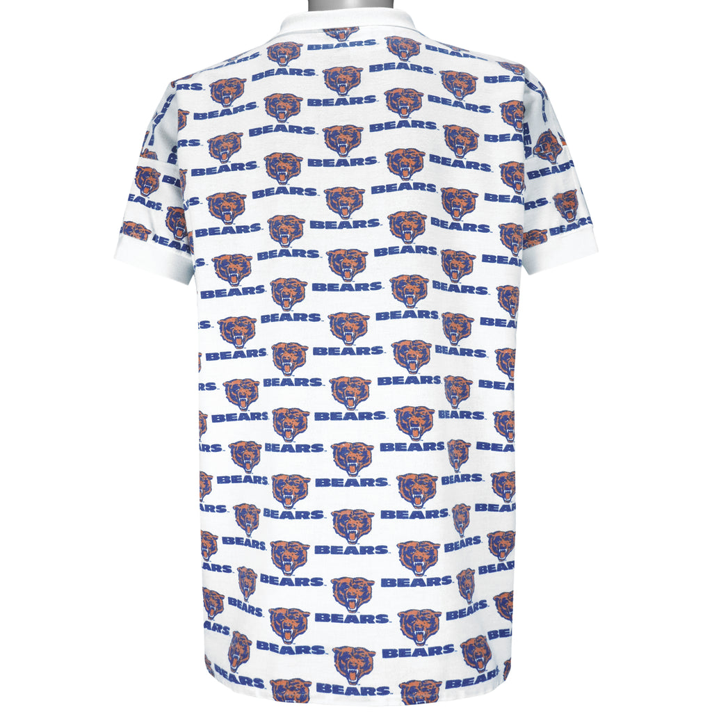 NFL - Chicago Bears 1/4 Button Monogram Polo T-Shirt 1990s X-Large Vintage Retro Football