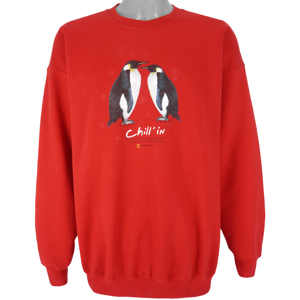 Vintage - Red National Geographic Sweatshirt 1990s X-Large Vintage Retro