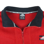 Adidas - Red 1/4 Zip Fleece Sweatshirt 1990s Large Vintage Retro