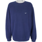 Nike - Navy Blue Crew Neck Sweatshirt 1990s X-Large Vintage Retro