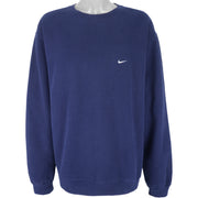 Nike - Navy Blue Crew Neck Sweatshirt 1990s X-Large Vintage Retro