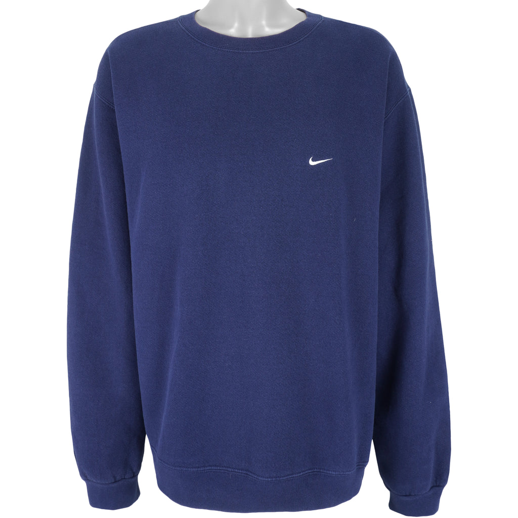 Nike - Navy Blue Crew Neck Sweatshirt 1990s X-Large Vintage Retro
