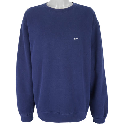 Nike - Navy Blue Classic Crew Neck Sweatshirt 1990s X-Large