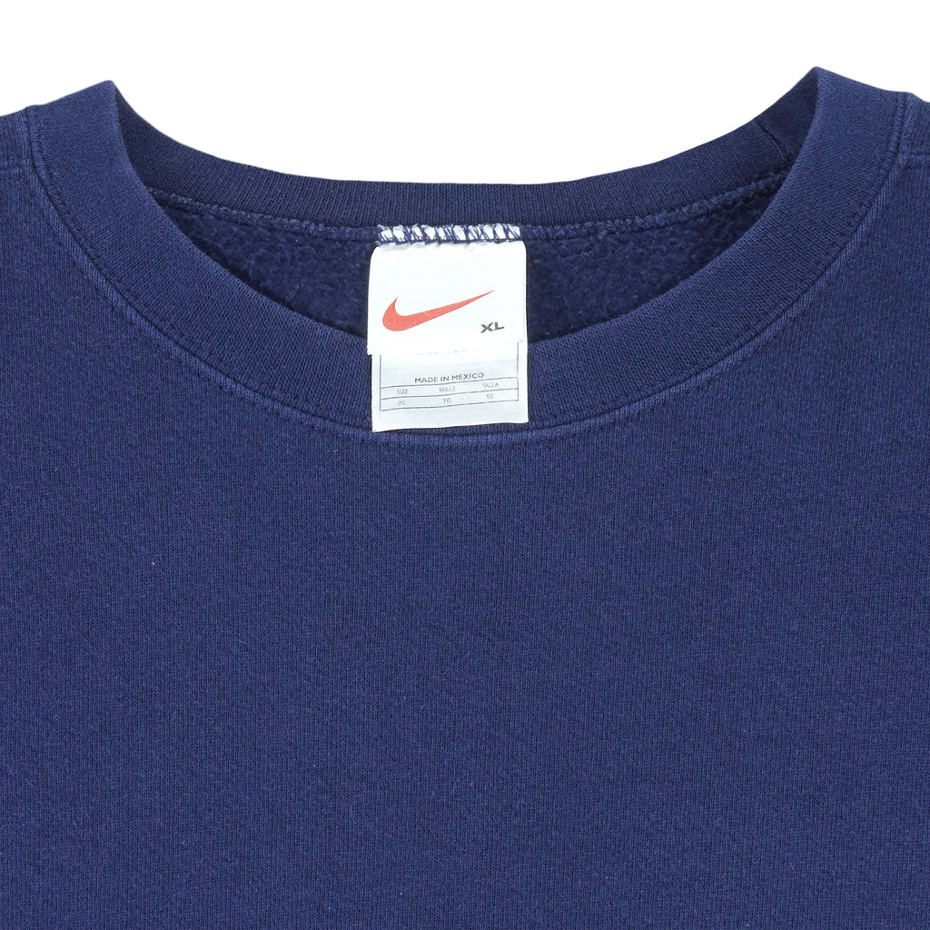 Nike - Navy Blue Crew Neck Sweatshirt 1990s X-Large Vintage Retro