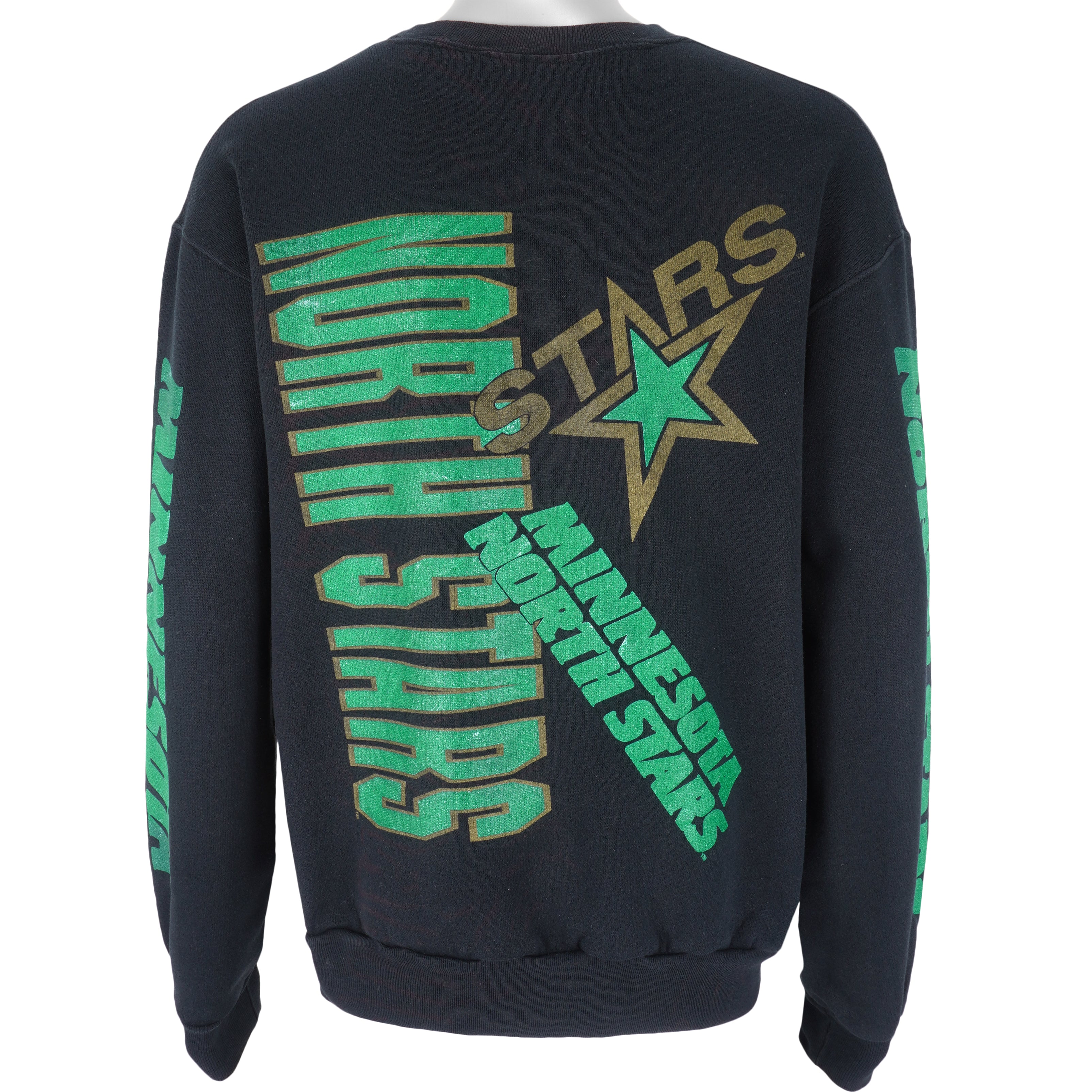 NHL (Majestic) - Minnesota North Stars Spell-Out Crew Neck Sweatshirt 1990s Large Vintage Retro