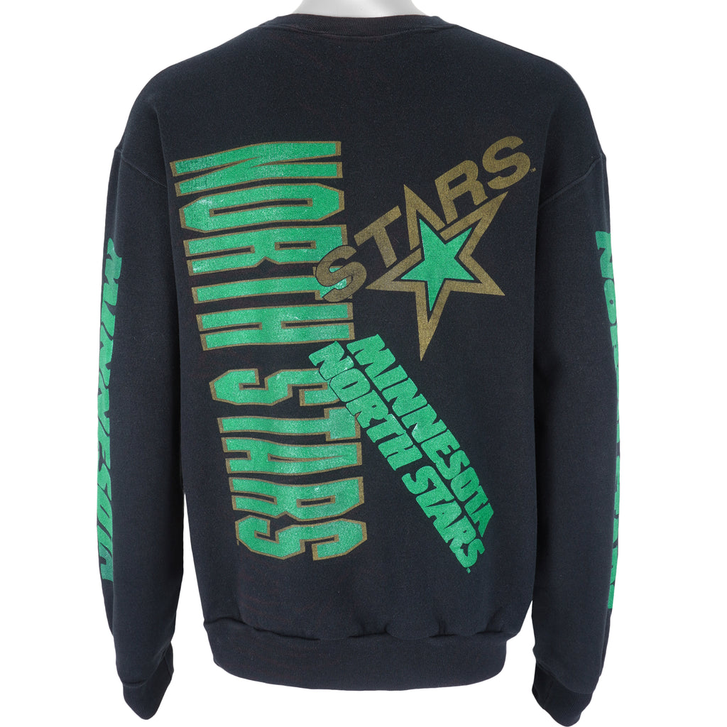 NHL (Majestic) - Minnesota North Stars Spell-Out Crew Neck Sweatshirt 1990s Large Vintage Retro