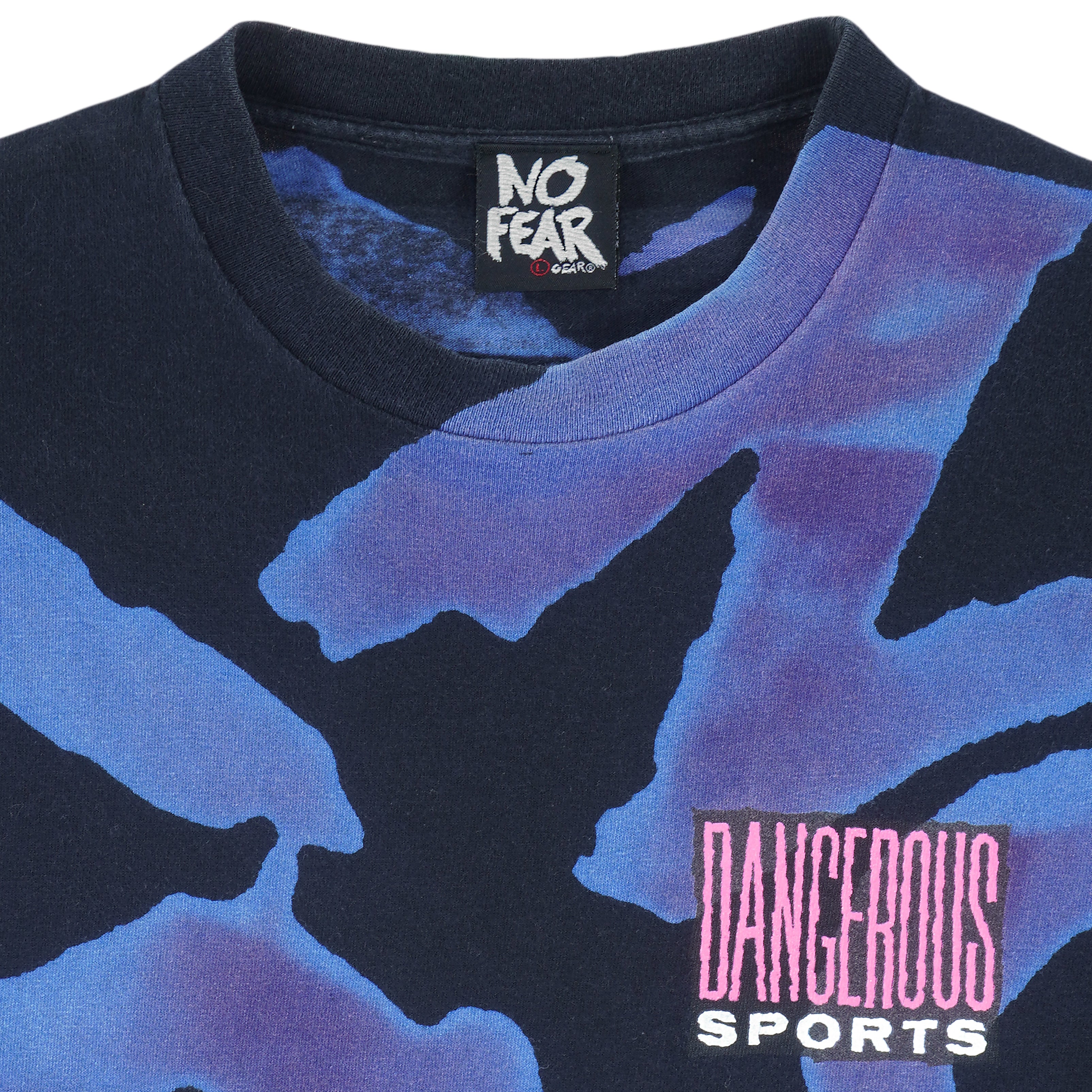 Vintage (No Fear) - Dangerous Sports All Over Prints T-Shirt 1990s Large Vintage Retro