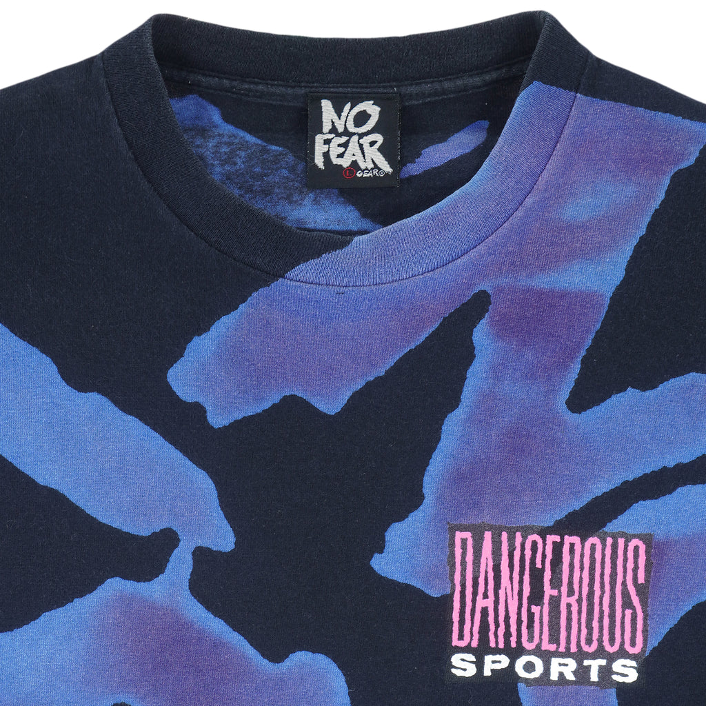 Vintage (No Fear) - Dangerous Sports All Over Prints T-Shirt 1990s Large Vintage Retro