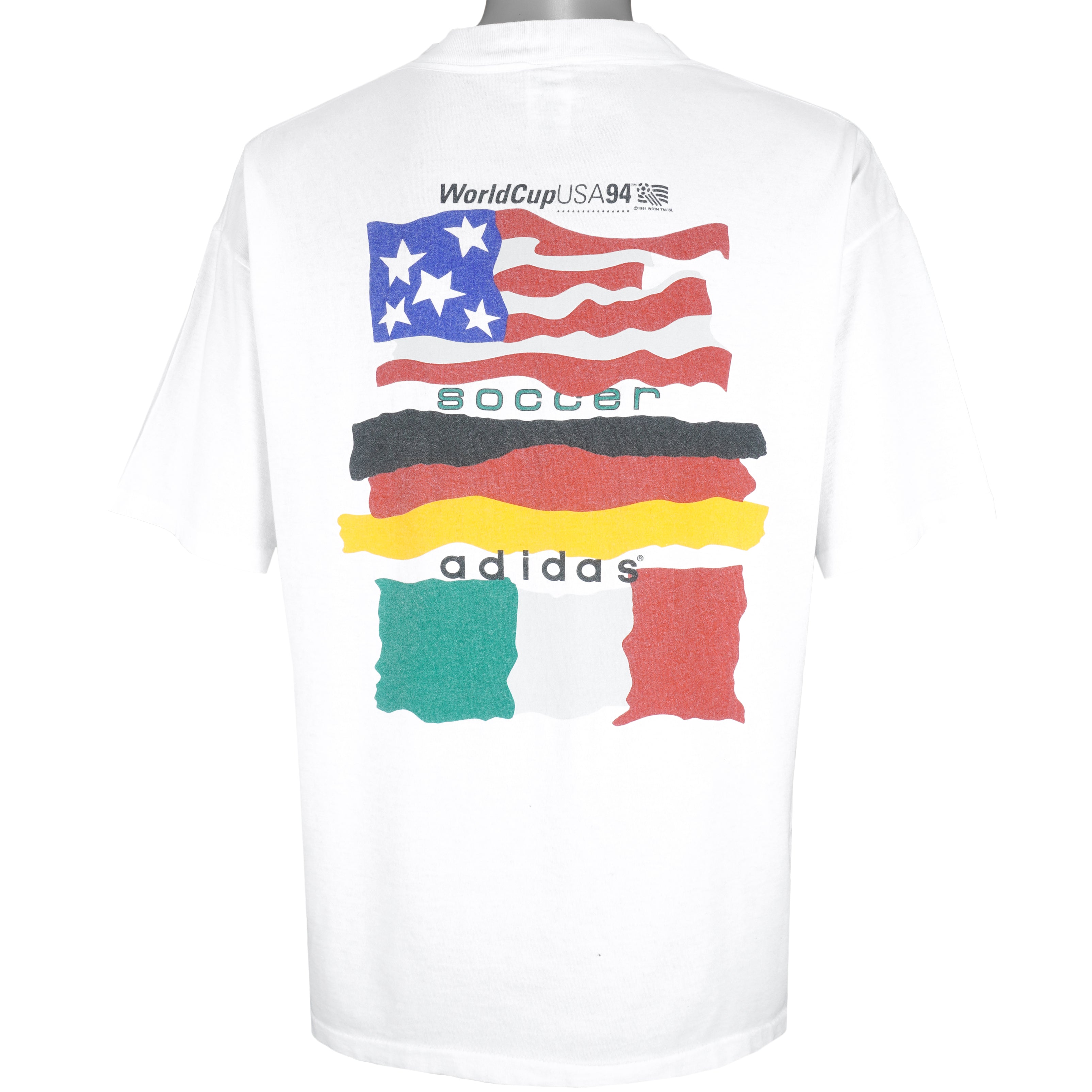 Adidas - World Cup USA - Flags T-Shirt 1994 X-Large Vintage Retro