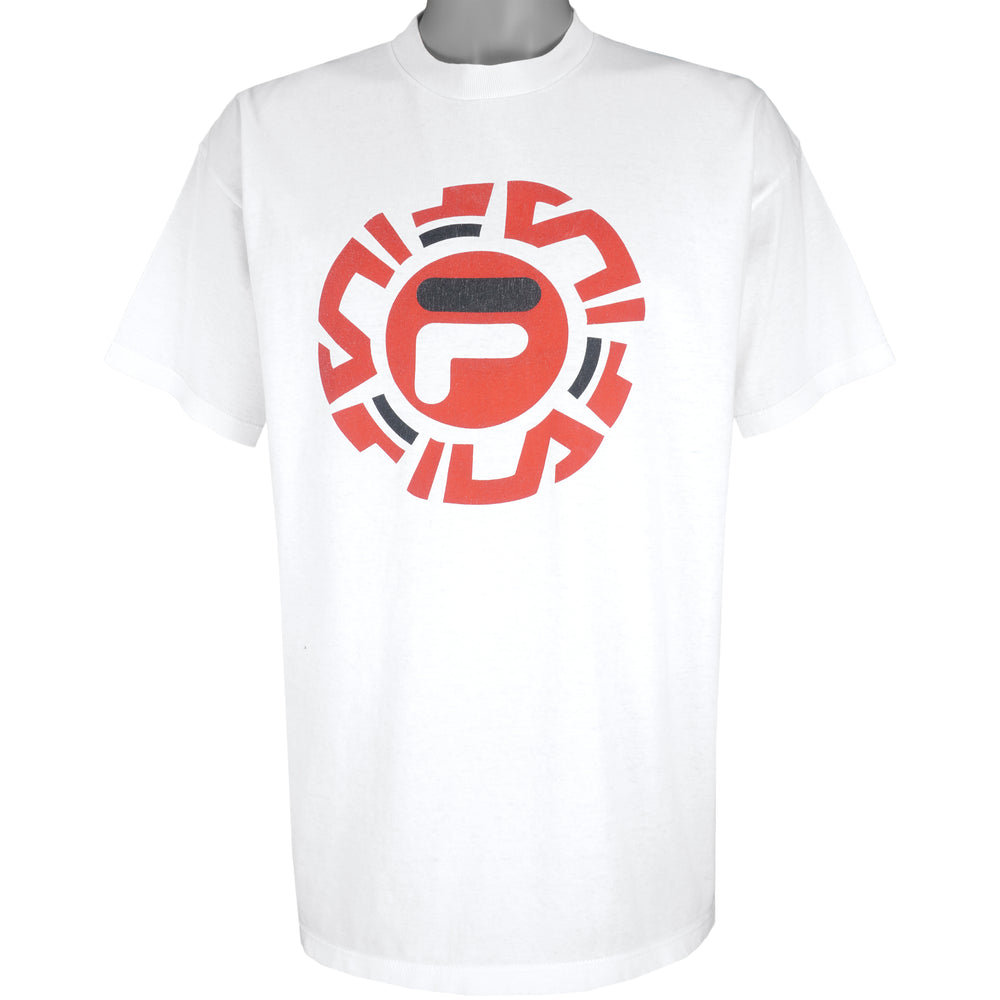 FILA - White Big Logo T-Shirt 1990s Large Vintage Retro