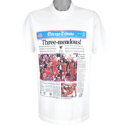 NBA (Front Pages) - Chicago Bulls 3x World Champions T-Shirt 1993 X-Large Vintage Retro