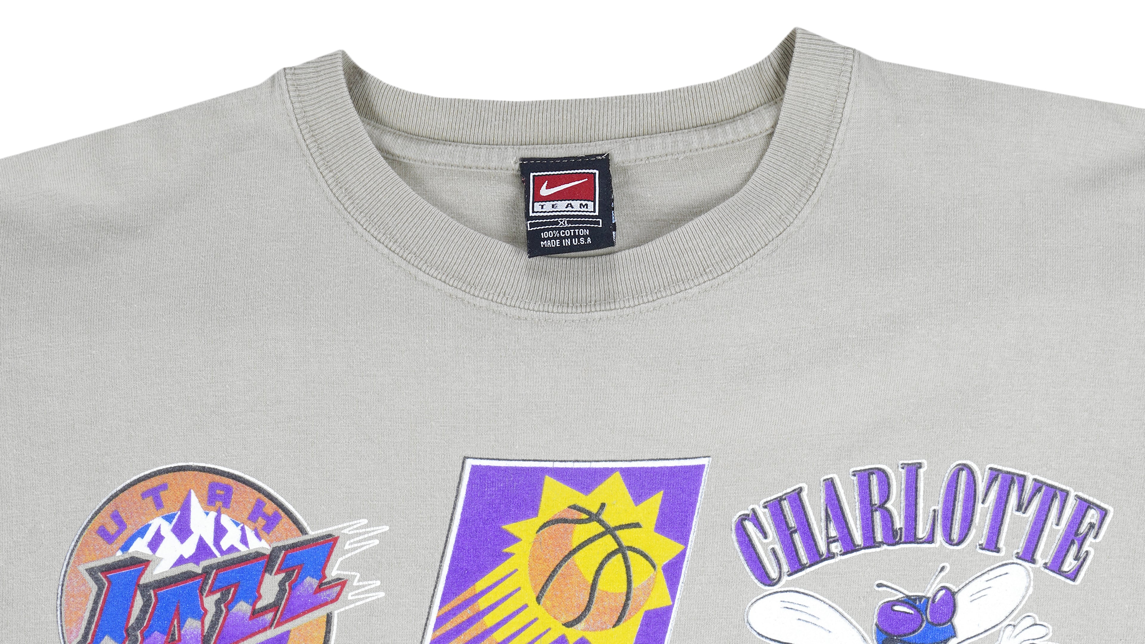Nike - NBA Basketball All Stars Logos T-Shirt 1990s X-Large Vintage Retro Basketball