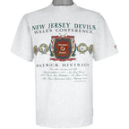 NHL (Nutmeg) - Grey New Jersey Devils T-Shirt 1991 Large Vintage Retro
