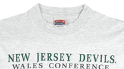 NHL (Nutmeg) - Grey New Jersey Devils T-Shirt 1991 Large Vintage Retro