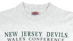 NHL (Nutmeg) - Grey New Jersey Devils T-Shirt 1991 Large Vintage Retro