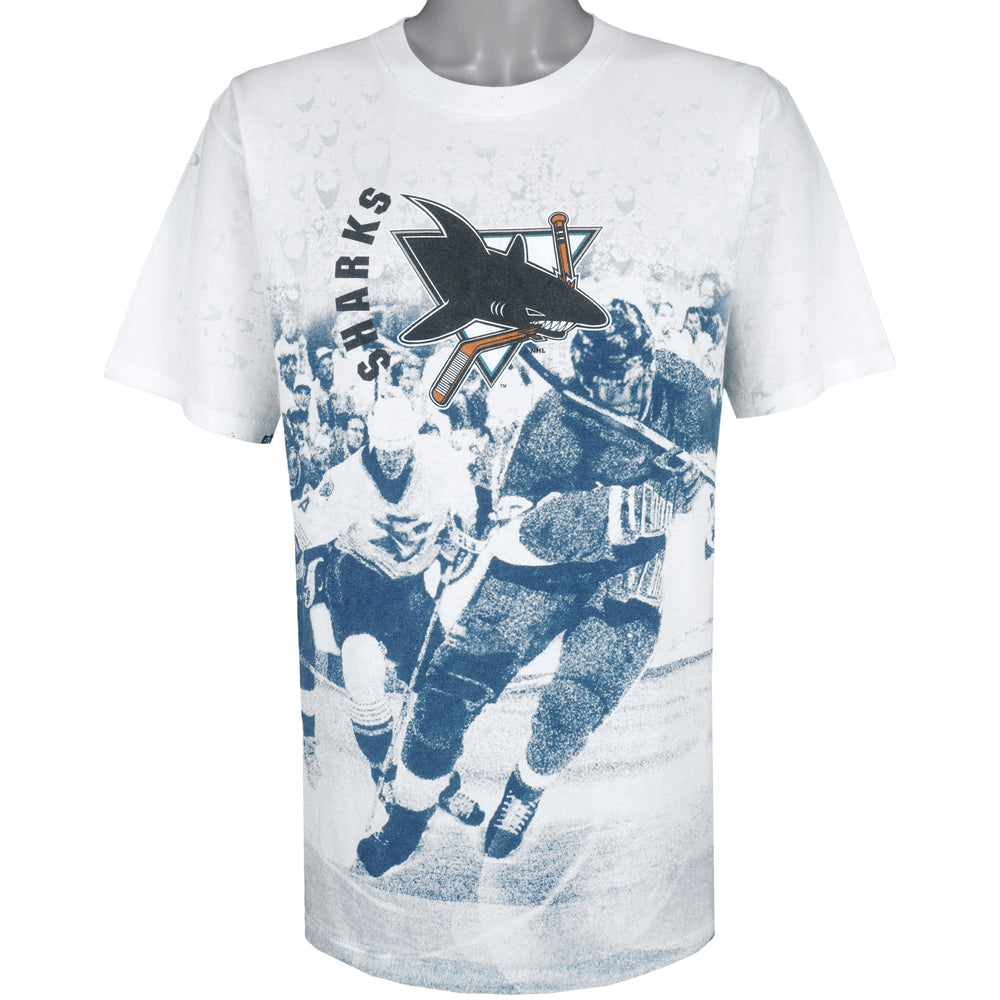 NHL (Joy Athletic) - San Jose Sharks OVP T-Shirt 1990s Large Vintage Retro Hockey