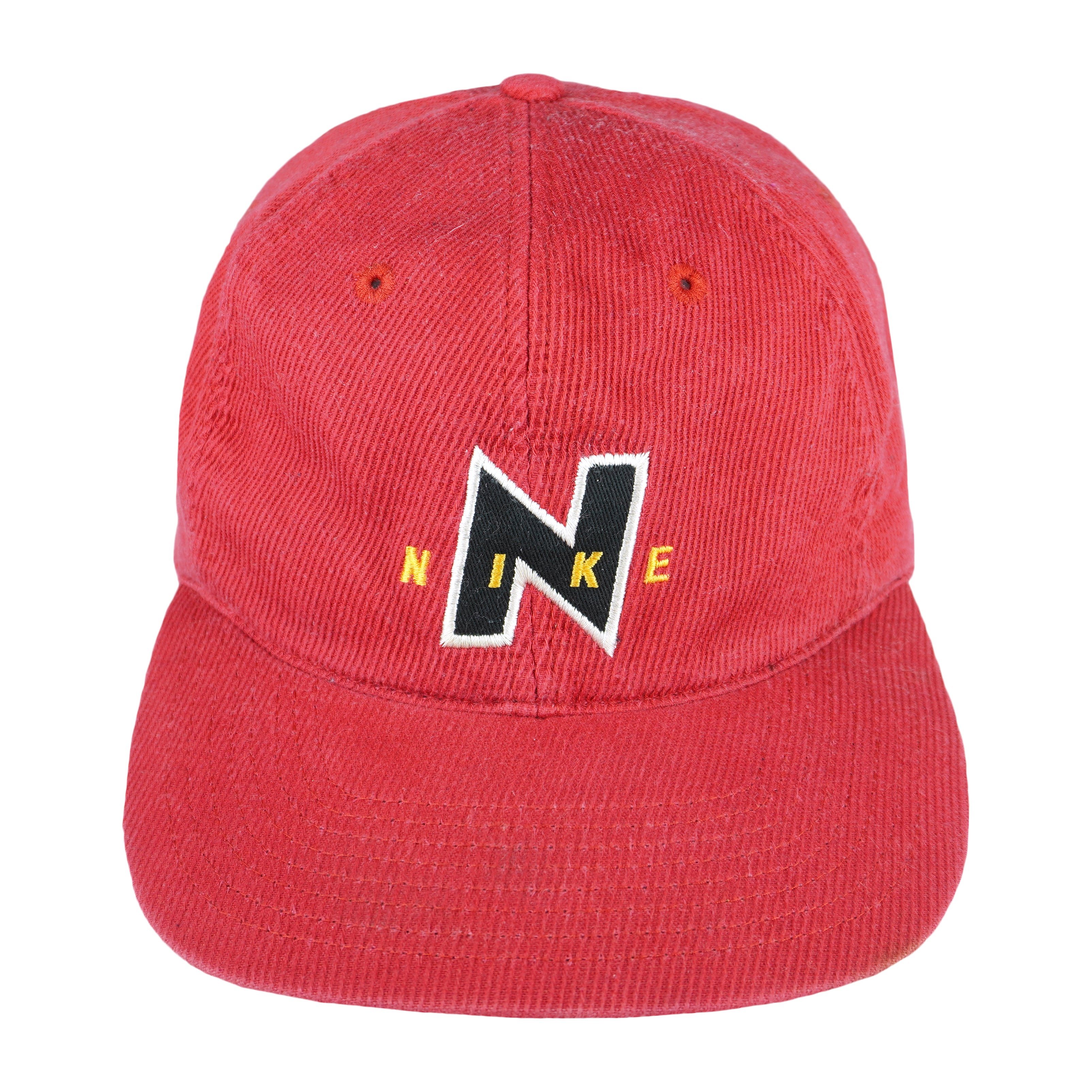 Nike - Red Spell-Out Adjustable Hat 1990s OSFA Vintage Retro
