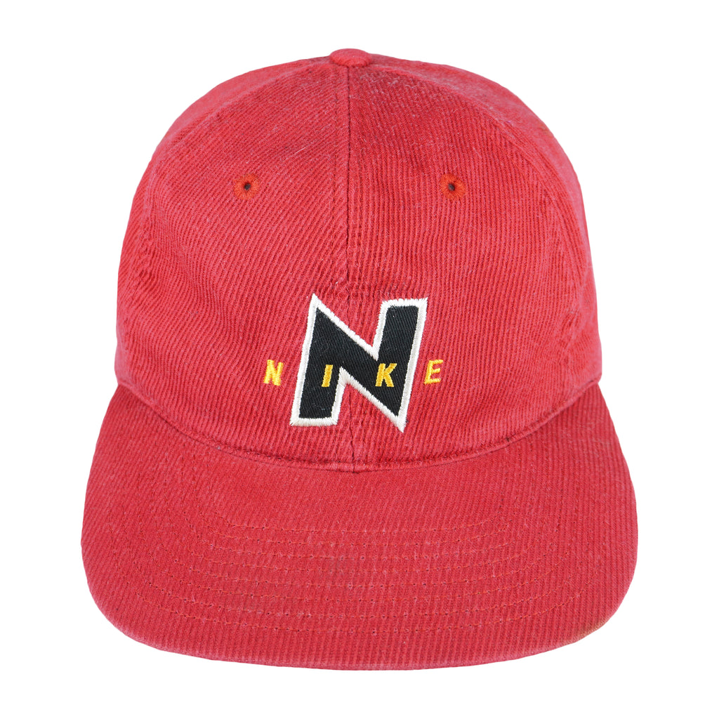Nike - Red Spell-Out Adjustable Hat 1990s OSFA Vintage Retro
