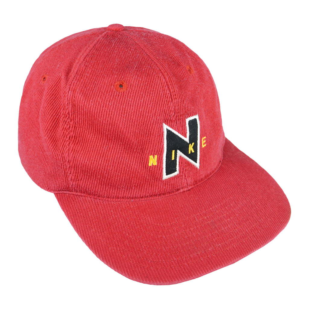 Nike - Red Spell-Out Adjustable Hat 1990s OSFA Vintage Retro