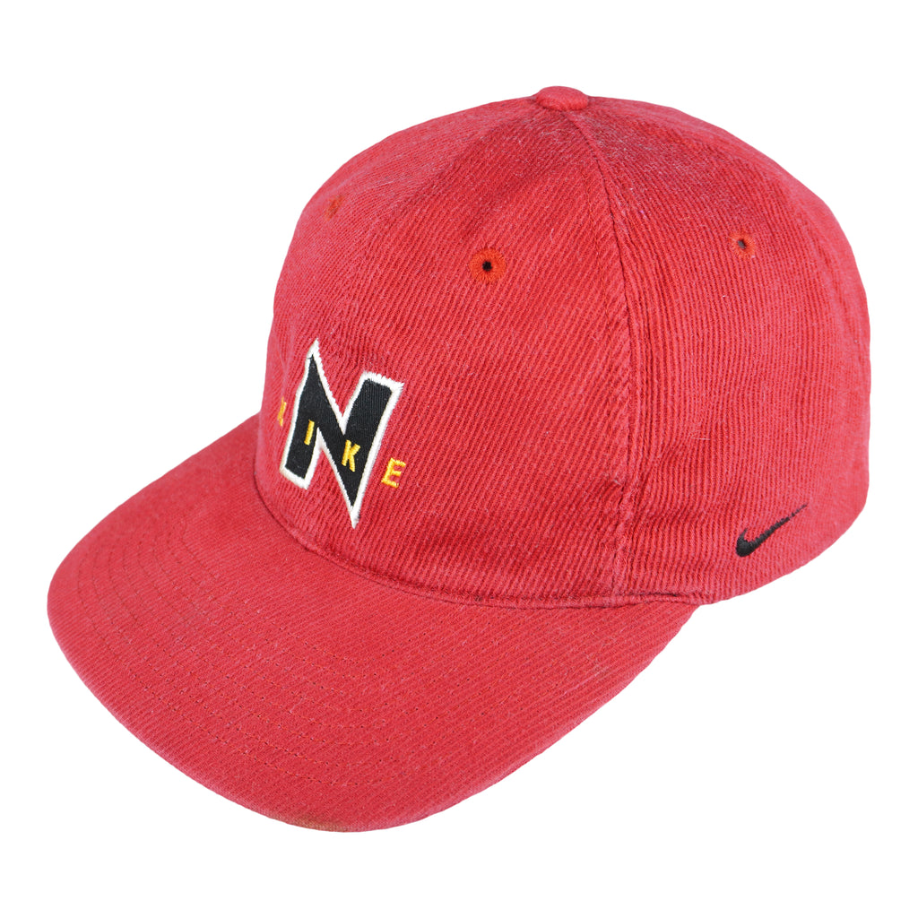 Nike - Red Spell-Out Adjustable Hat 1990s OSFA Vintage Retro