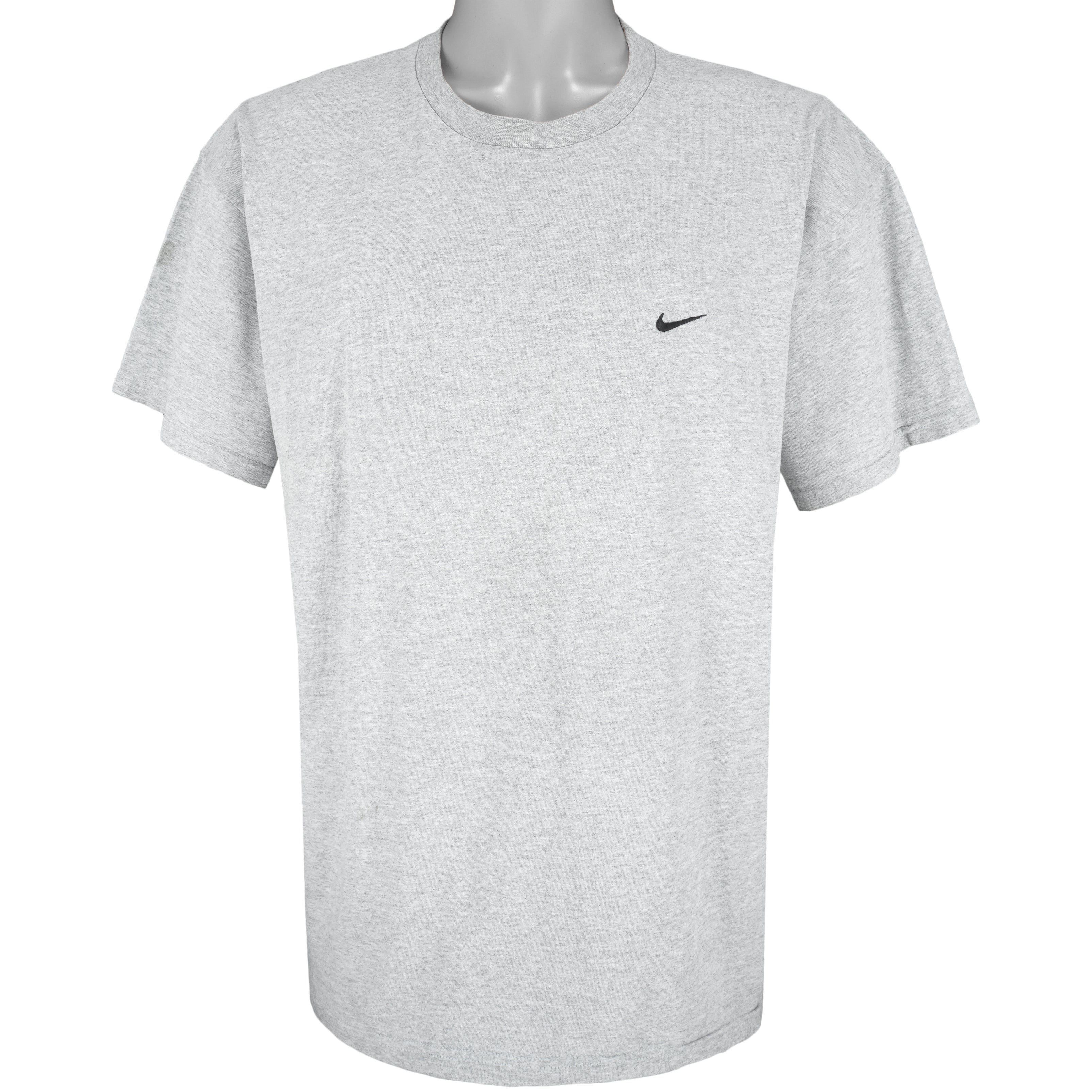 Nike - Grey Embroidered T-Shirt 1990s X-Large Vintage Retro