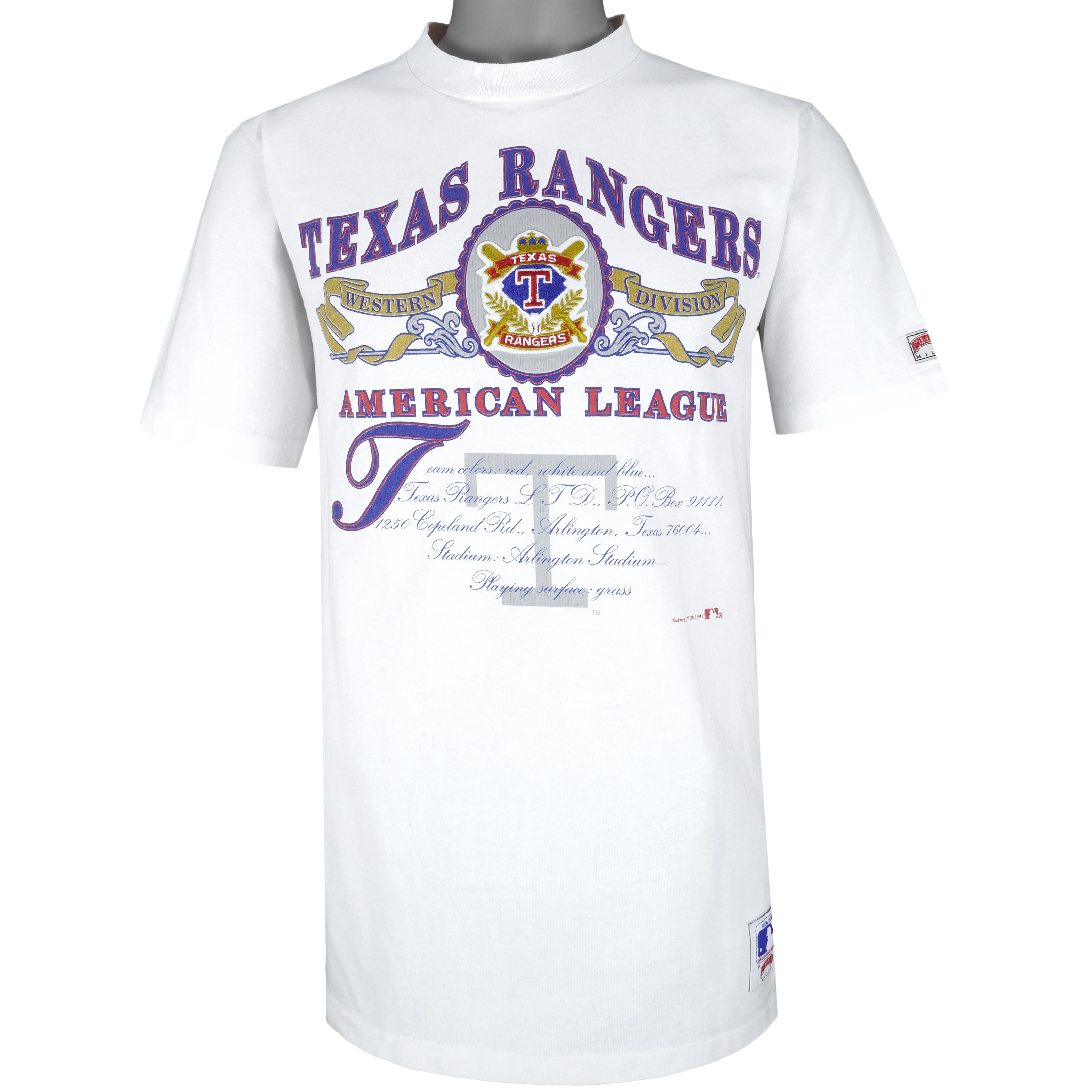 MLB (Nutmeg) - Texas Rangers Deadstock T-Shirt 1991 Large Vintage Retro Baseball