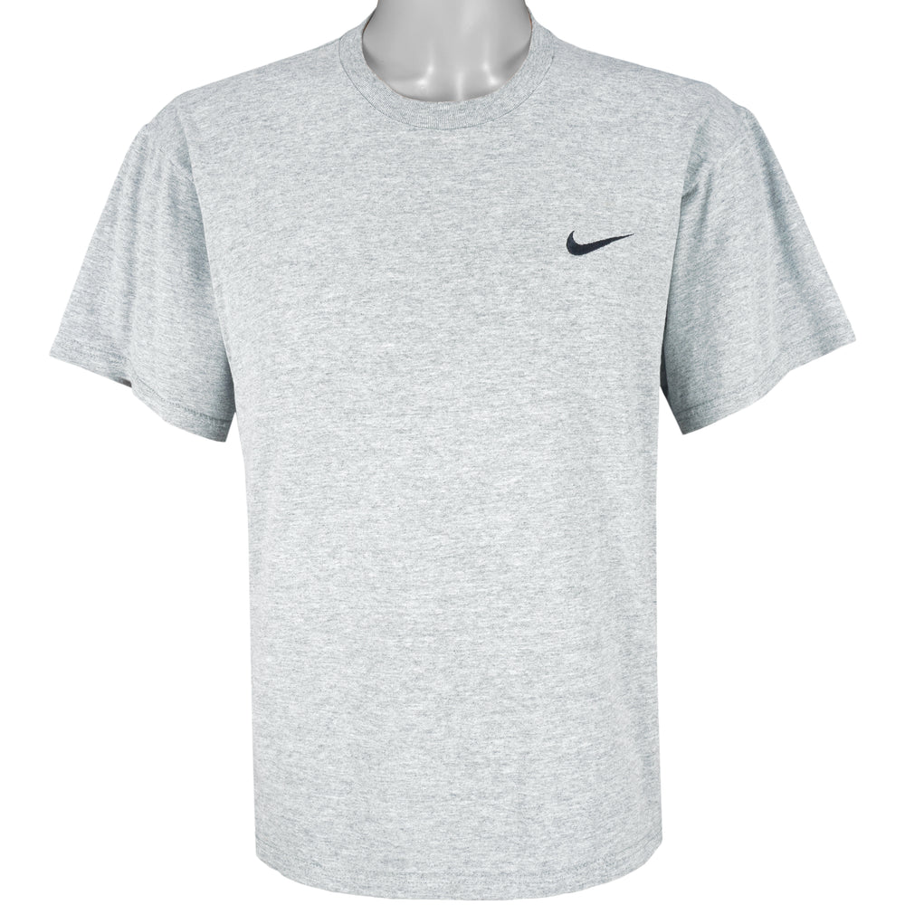 Nike - Grey Embroidered T-Shirt 1990s Medium Vintage Retro